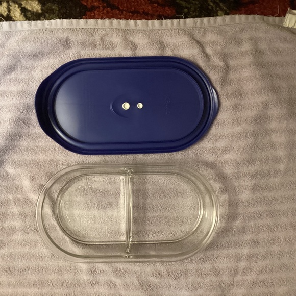 Pyrex Oblong Dual Compartments Baking Dish Clear Glass #8301 - Picture 1 of 8